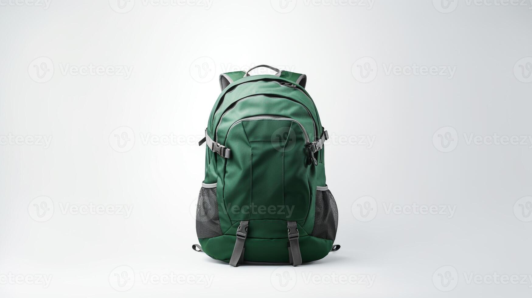 AI generated Green Cycling Backpack Bag isolated on white background with copy space for advertisement. AI Generated photo