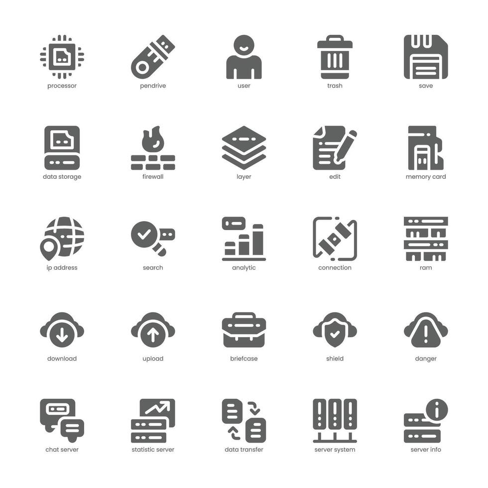 Data Storage icon pack for your website, mobile, presentation, and logo design. Data Storage icon glyph design. Vector graphics illustration and editable stroke.