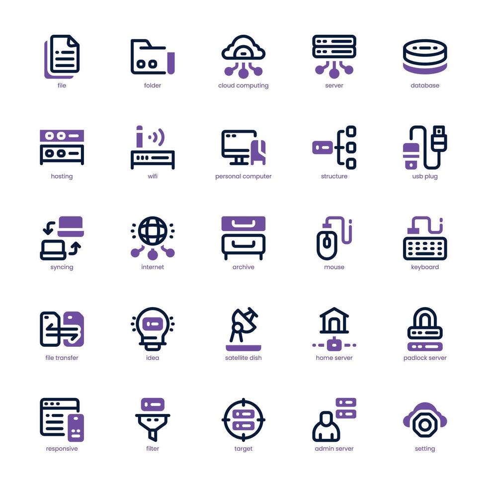 Data Storage icon pack for your website, mobile, presentation, and logo design. Data Storage icon dual tone design. Vector graphics illustration and editable stroke.