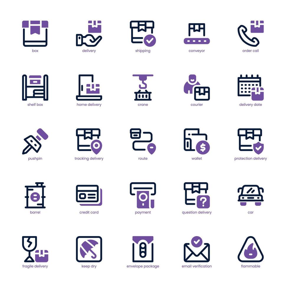 Delivery and Shipping icon pack for your website, mobile, presentation, and logo design. Delivery and Shipping icon dual tone design. Vector graphics illustration and editable stroke.