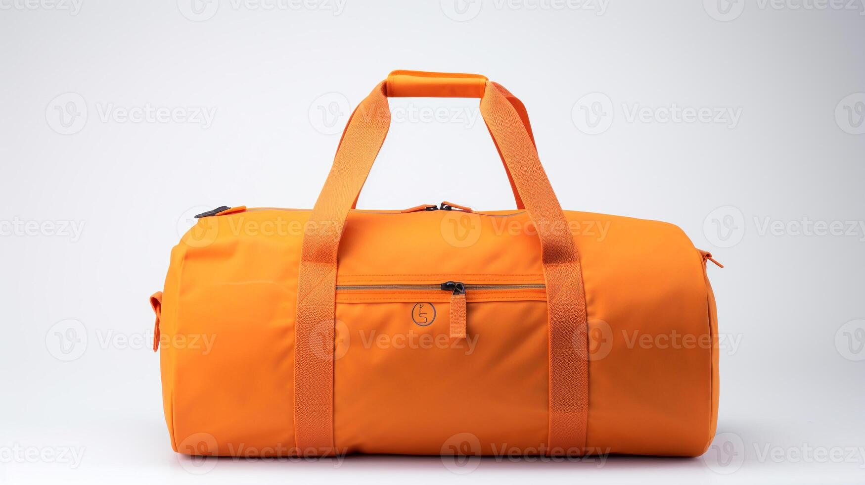 AI generated Orange Duffel Bag isolated on white background with copy space for advertisement. AI Generated photo