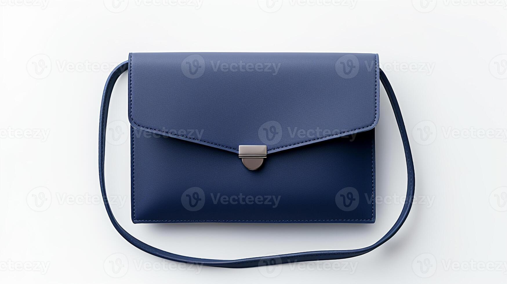 AI generated Navy Blue Crossbody Bag isolated on white background with copy space for advertisement. AI Generated photo