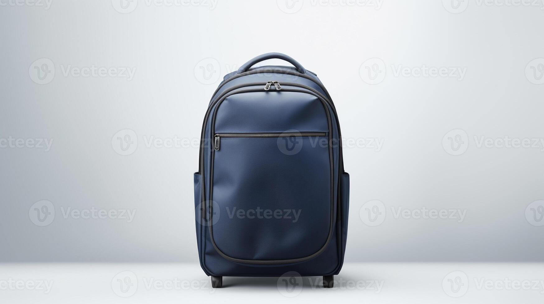 AI generated Navy Blue Rolling Backpack Bag isolated on white background with copy space for advertisement. AI Generated photo