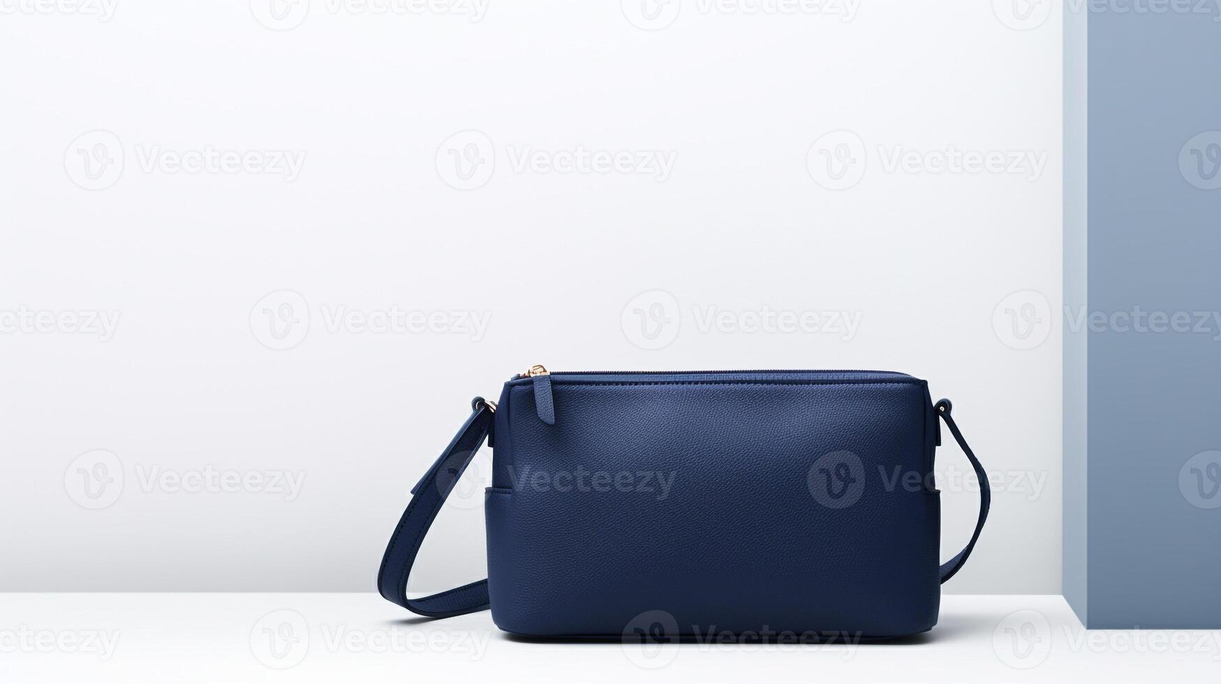 AI generated Navy Blue Crossbody Bag isolated on white background with copy space for advertisement. AI Generated photo