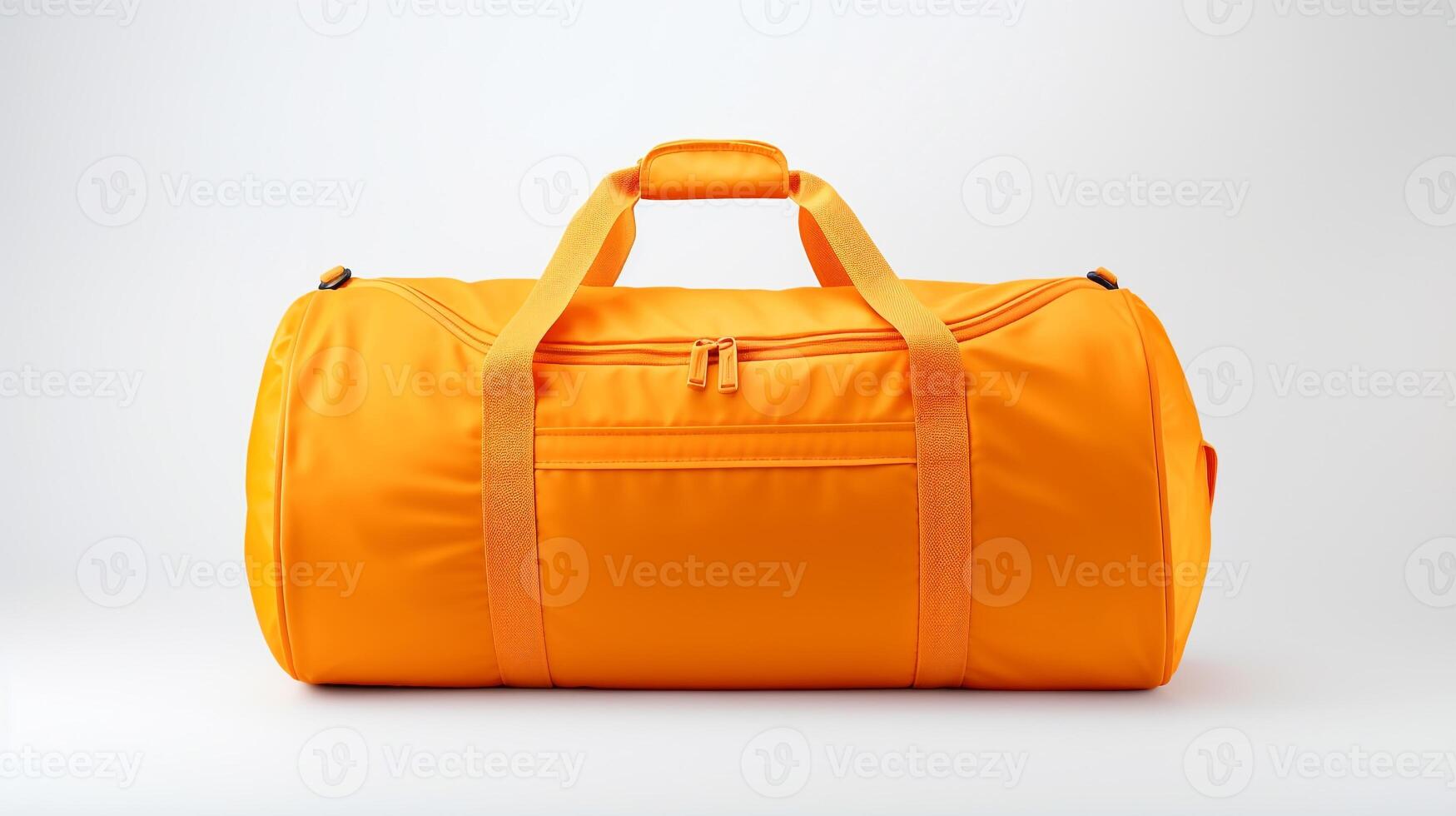 AI generated Orange Duffel Bag isolated on white background with copy space for advertisement. AI Generated photo