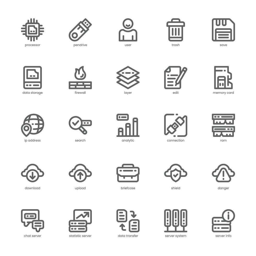 Data Storage icon pack for your website, mobile, presentation, and logo design. Data Storage icon outline design. Vector graphics illustration and editable stroke.