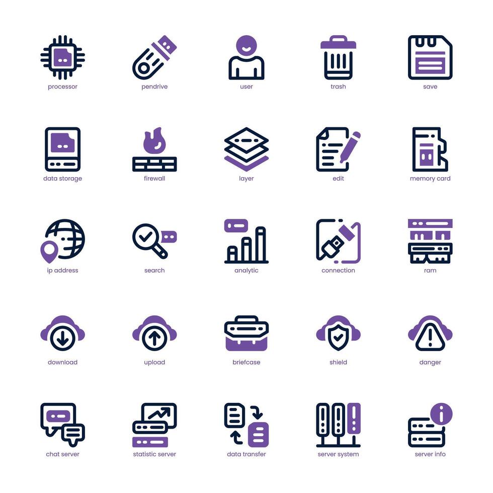 Data Storage icon pack for your website, mobile, presentation, and logo design. Data Storage icon dual tone design. Vector graphics illustration and editable stroke.