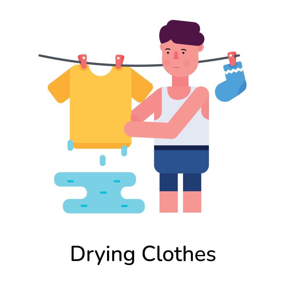 Trendy Drying Clothes vector