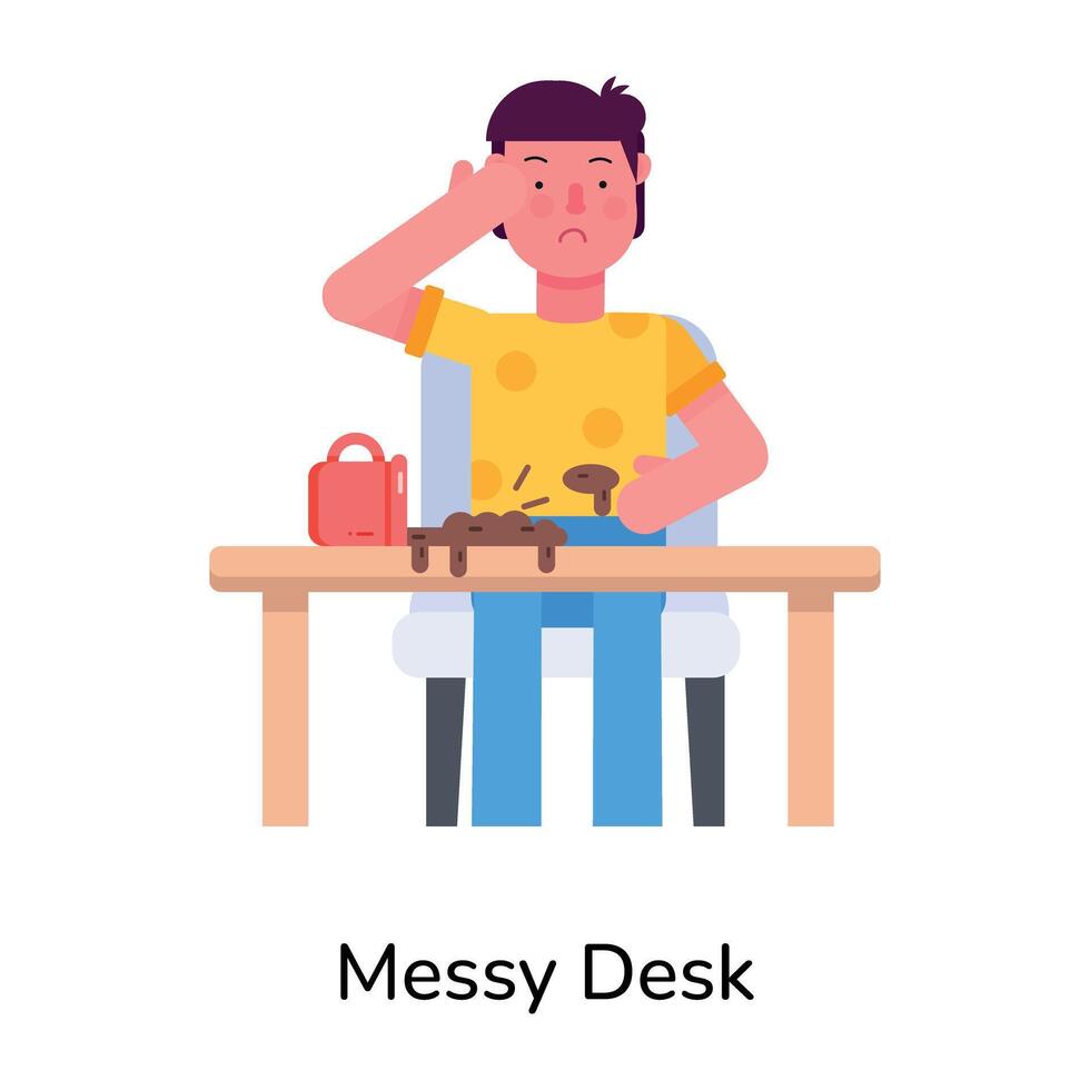 Trendy Messy Desk vector