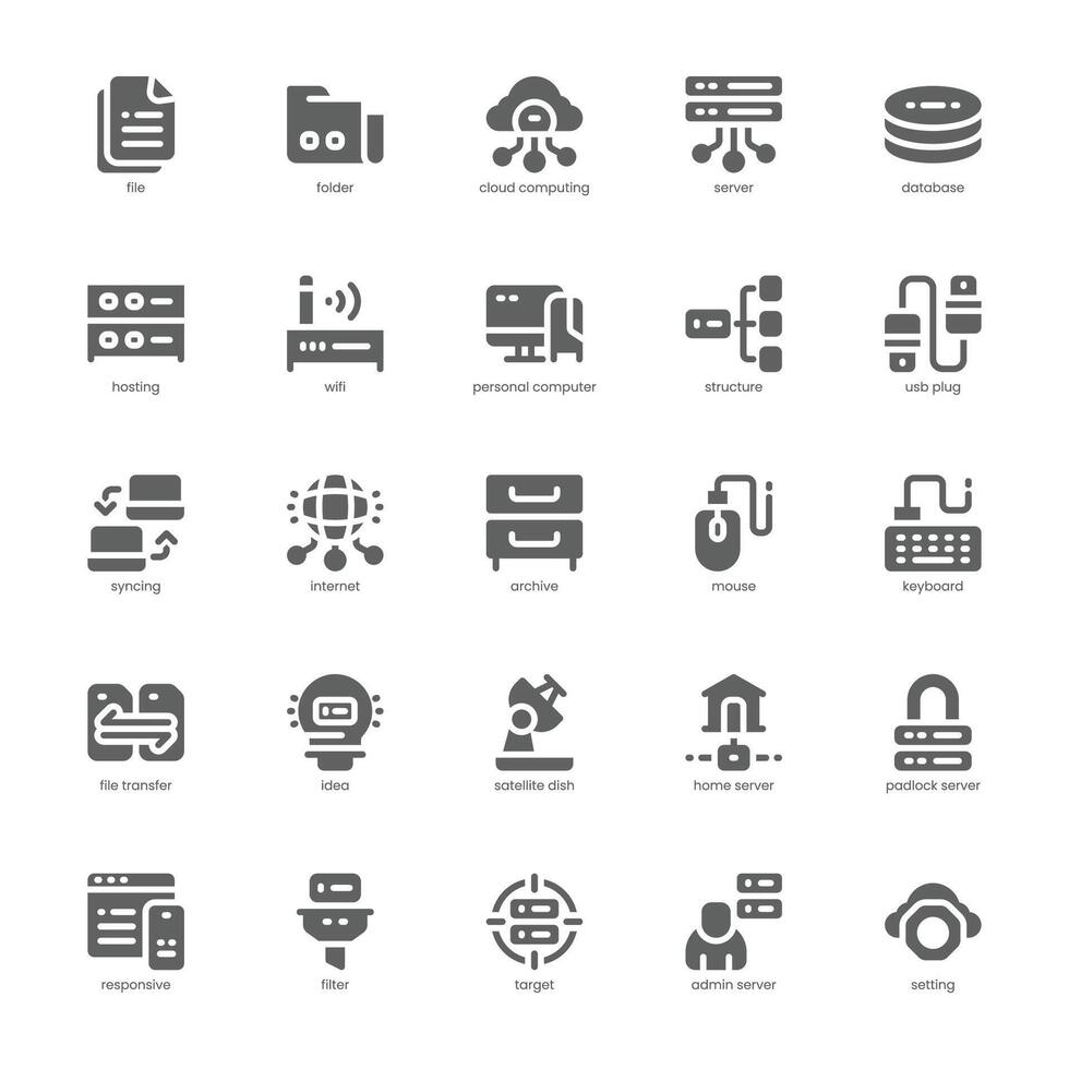 Data Storage icon pack for your website, mobile, presentation, and logo design. Data Storage icon glyph design. Vector graphics illustration and editable stroke.