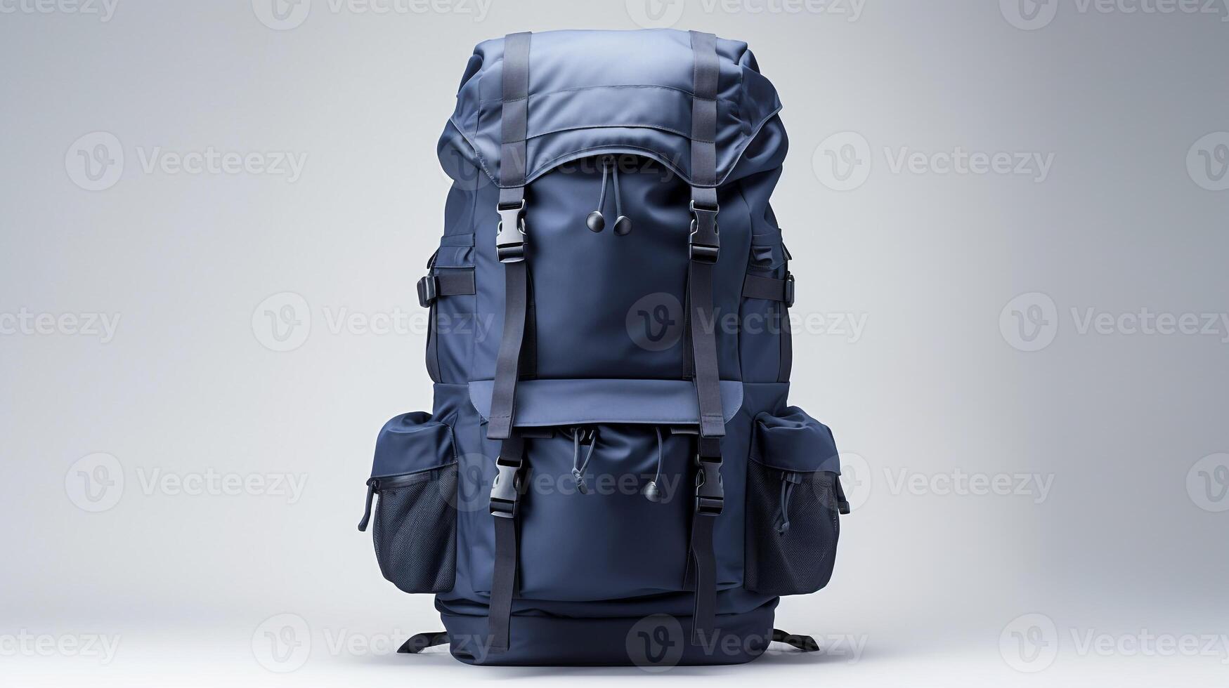 AI generated Navy Blue Tactical Backpack Bag isolated on white background with copy space for advertisement. AI Generated photo