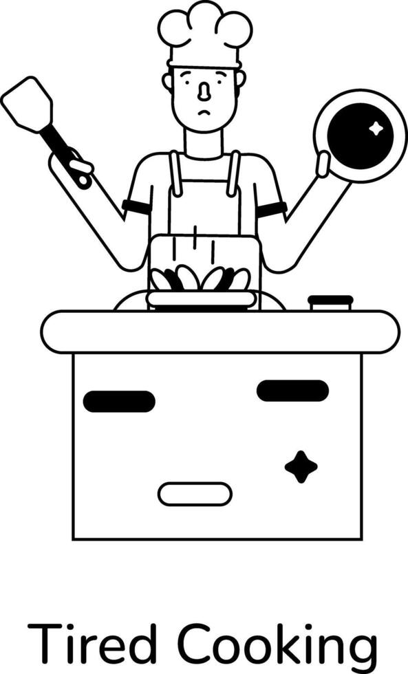 Trendy Tired Cooking vector