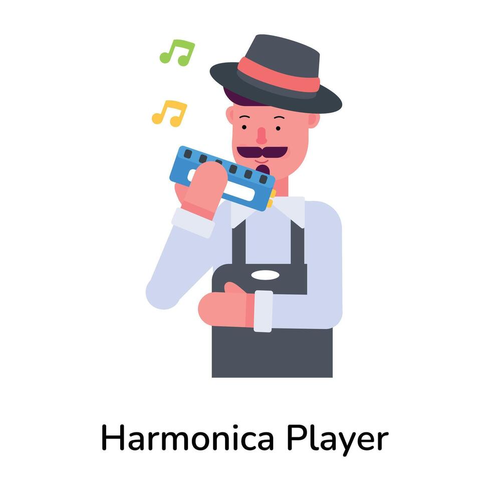 Trendy Harmonica Player vector