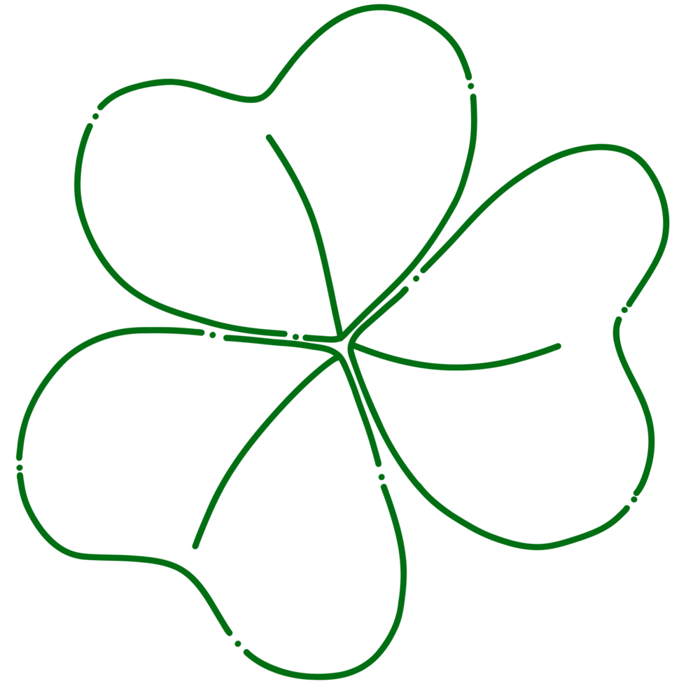 Shamrock line doodle, three-leaf clover outline icon, decorative element for St. Patrick's day png