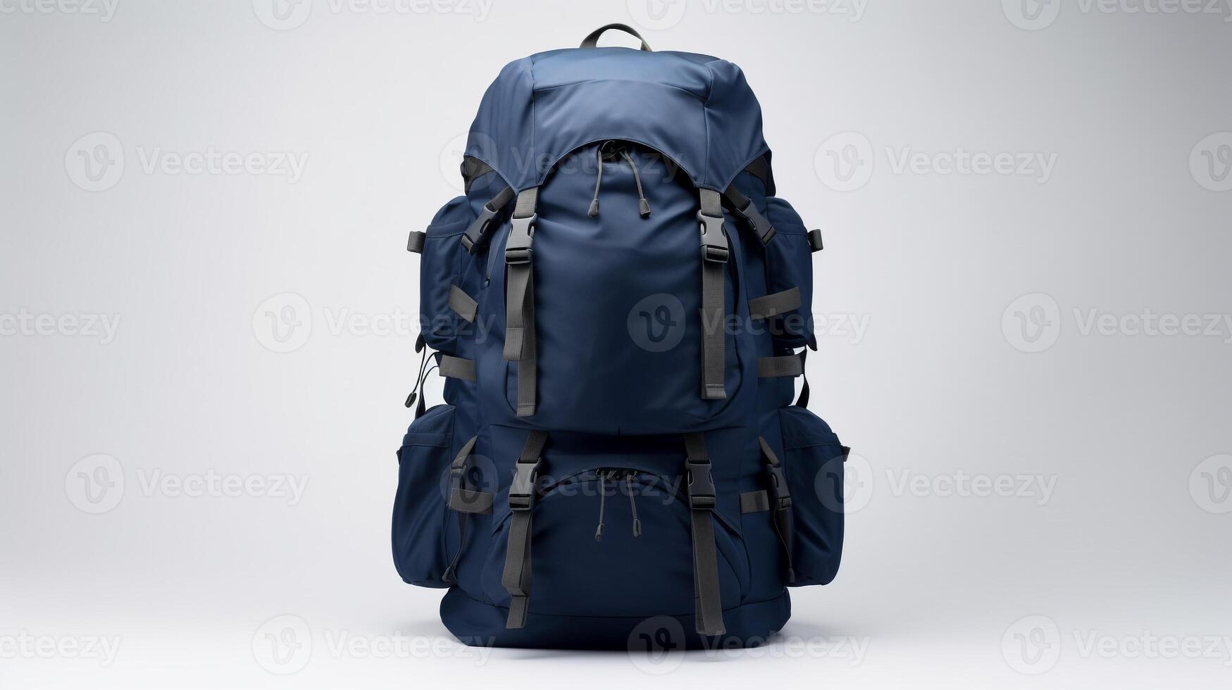 AI generated Navy Blue Tactical Backpack Bag isolated on white background with copy space for advertisement. AI Generated photo