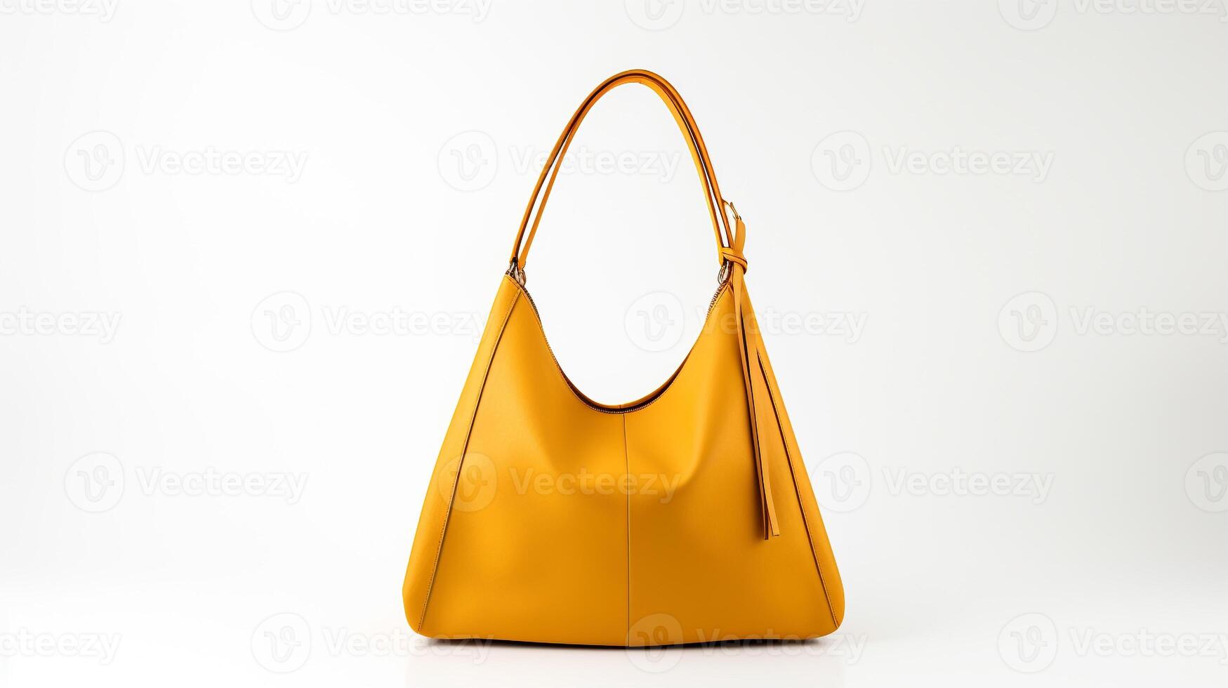 AI generated Mustard Hobo Bag isolated on white background with copy space for advertisement. AI Generated photo