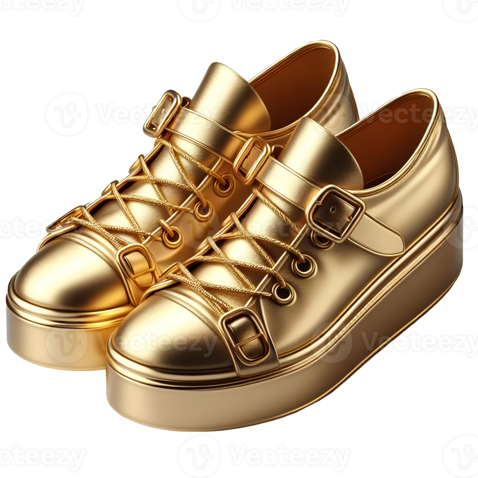 ai gegenereerd gouden schoenen PNG