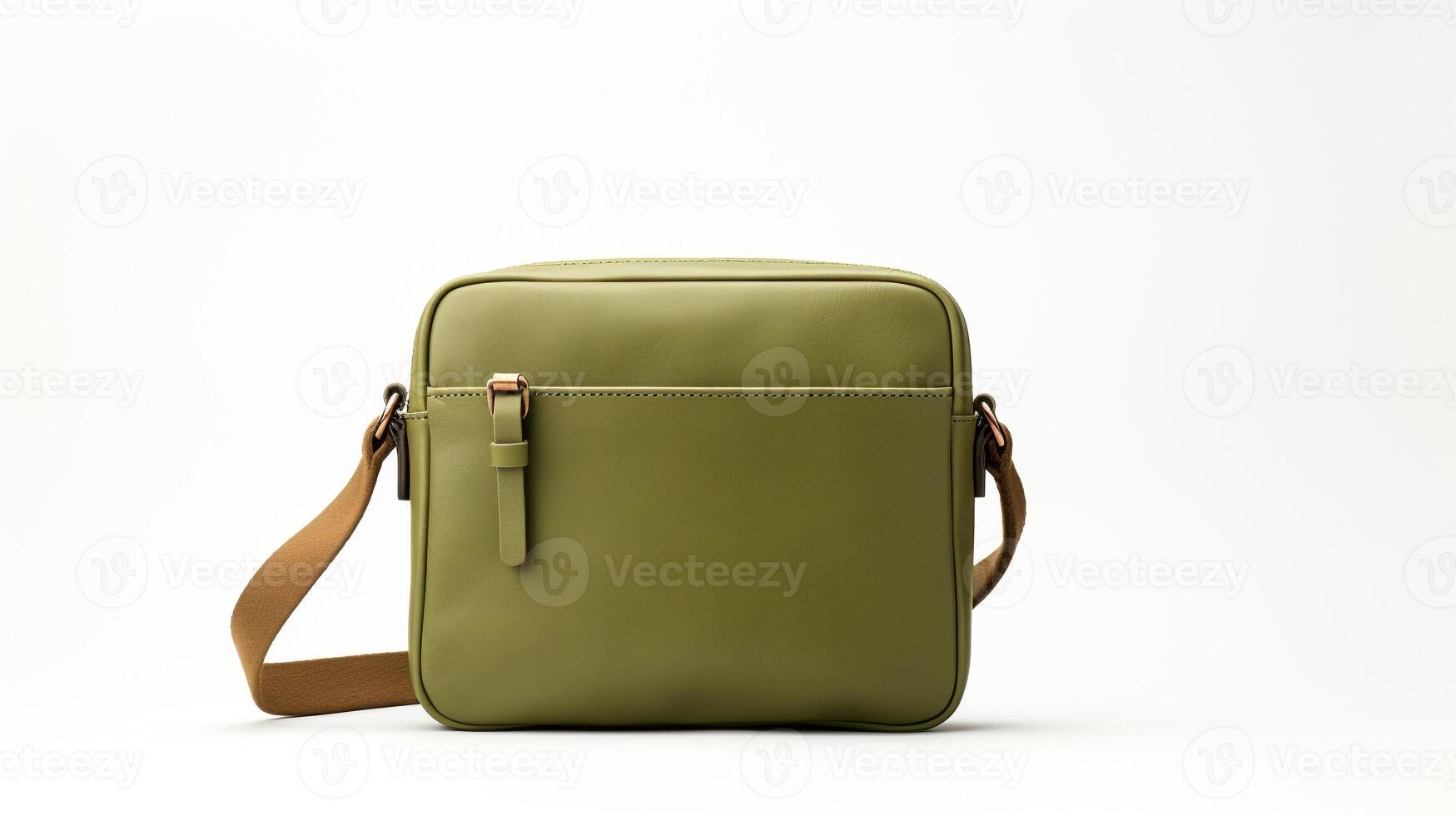 AI generated Olive Green Crossbody Bag isolated on white background with copy space for advertisement. AI Generated photo