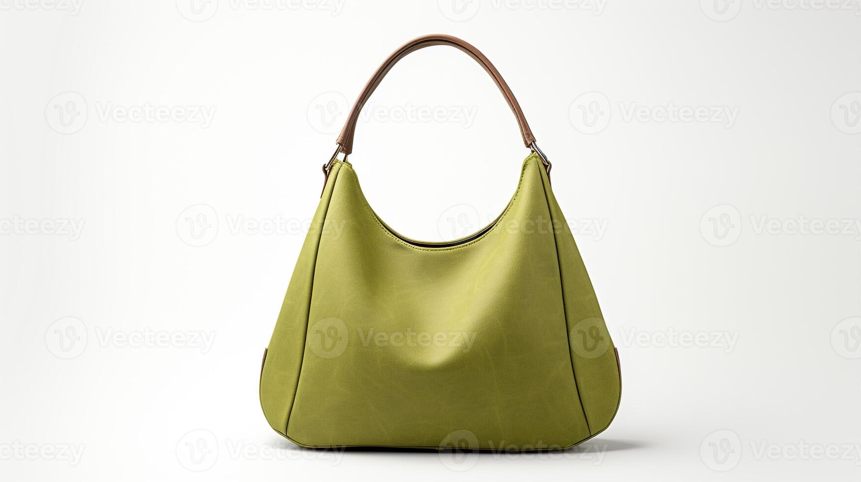 AI generated Olive Hobo Bag isolated on white background with copy space for advertisement. AI Generated photo