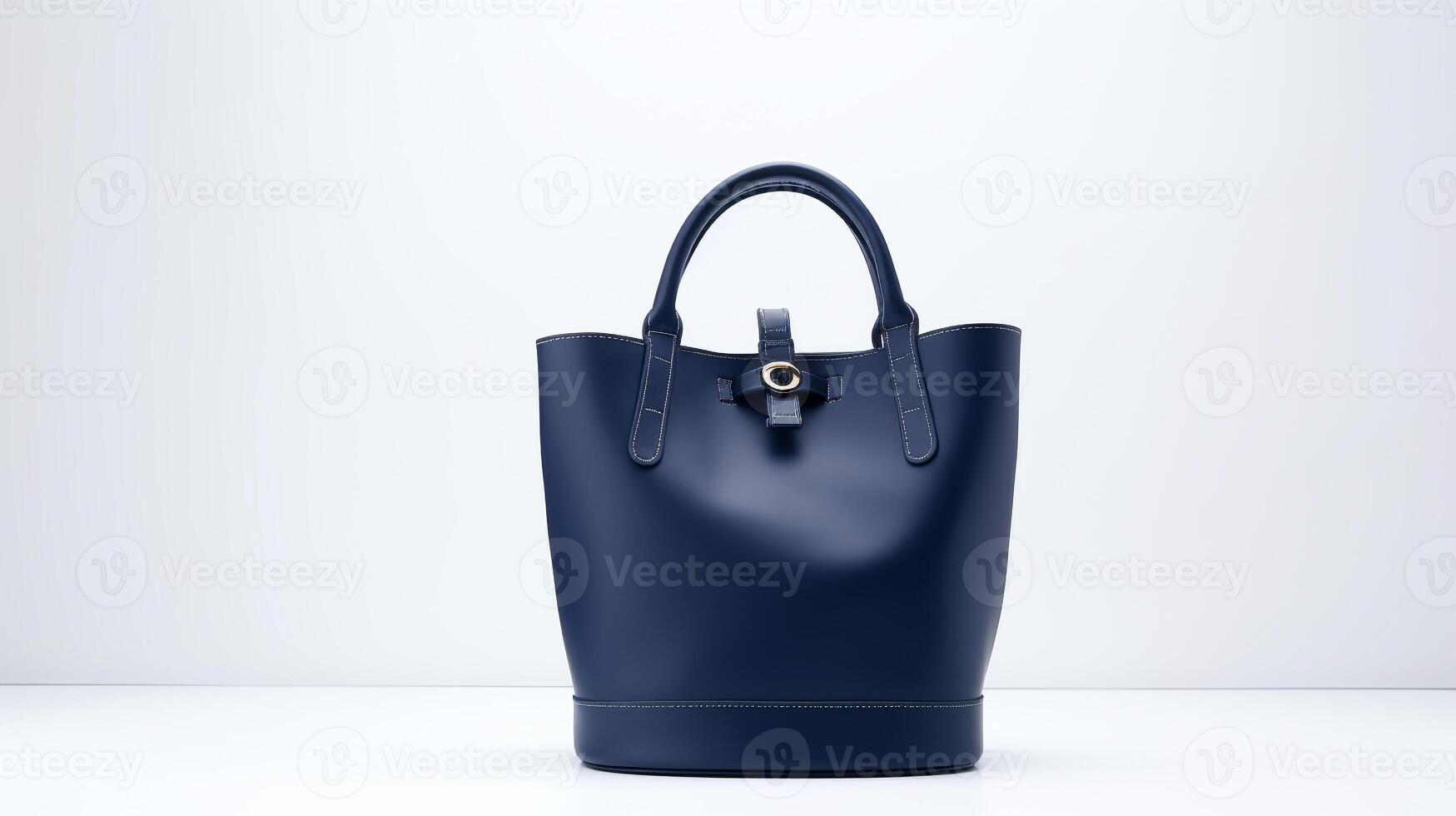 AI generated Navy Blue Bucket Bag isolated on white background with copy space for advertisement. AI Generated photo