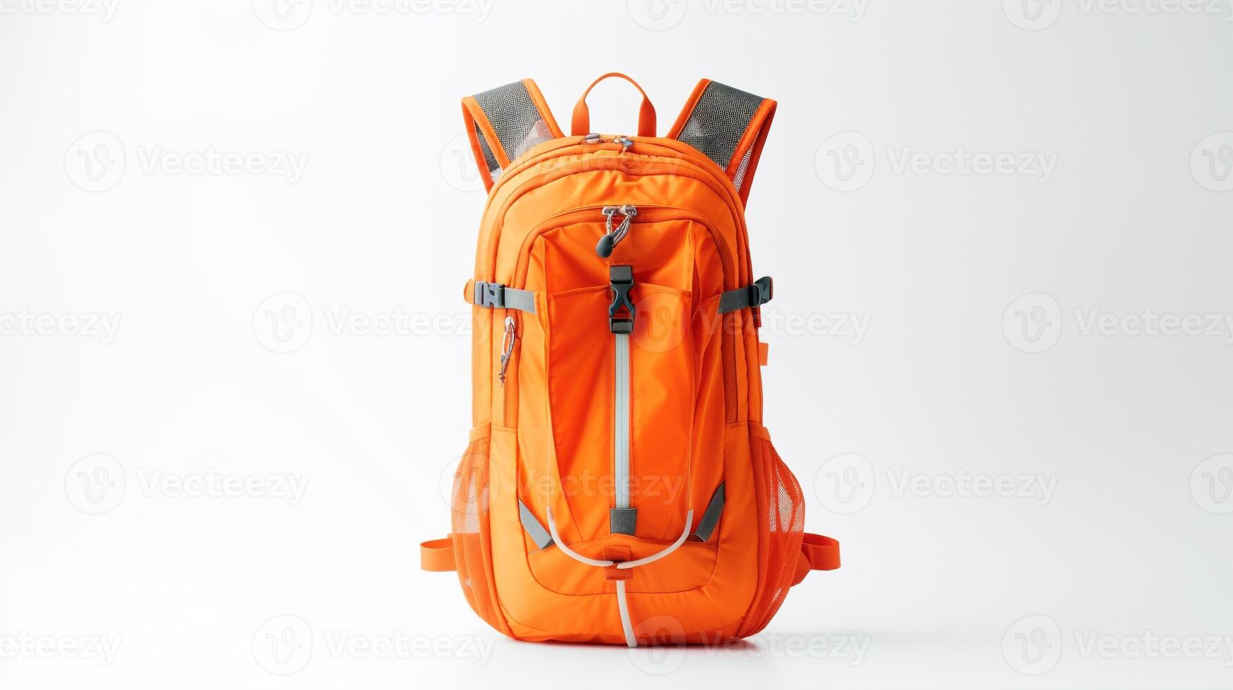 AI generated Orange Hydration Backpack Bag isolated on white background with copy space for advertisement. AI Generated photo