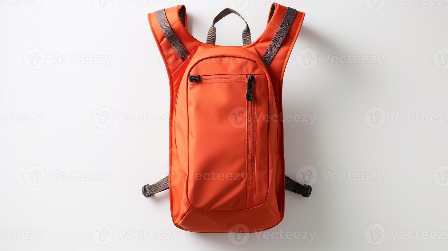 ai generado naranja hidratación mochila bolso aislado en blanco antecedentes con Copiar espacio para anuncio publicitario. ai generado foto