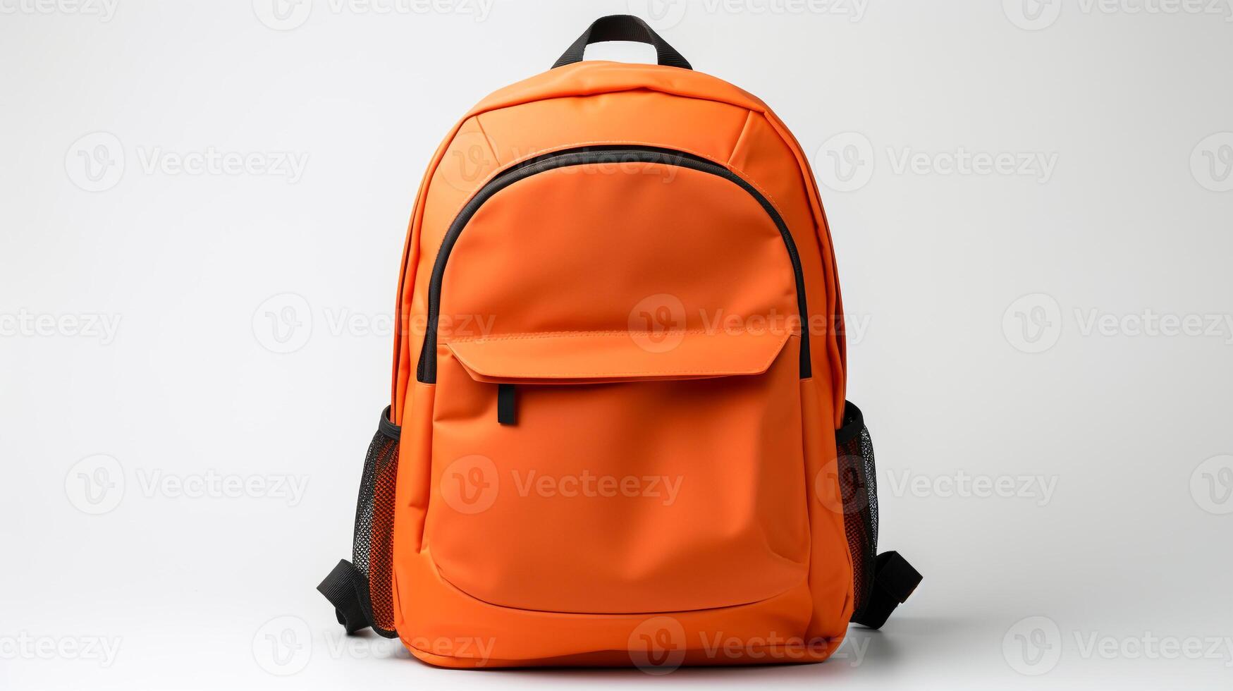 ai generado naranja mochila bolso aislado en blanco antecedentes con Copiar espacio para anuncio publicitario. ai generado foto