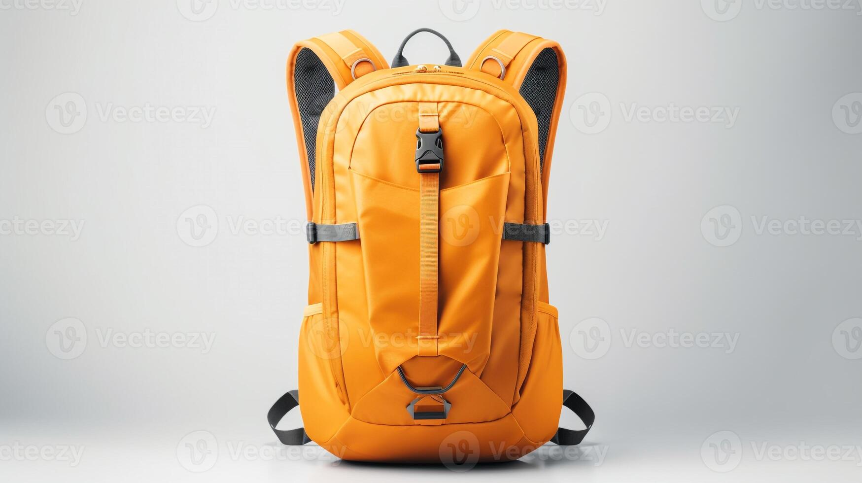 ai generado naranja hidratación mochila bolso aislado en blanco antecedentes con Copiar espacio para anuncio publicitario. ai generado foto