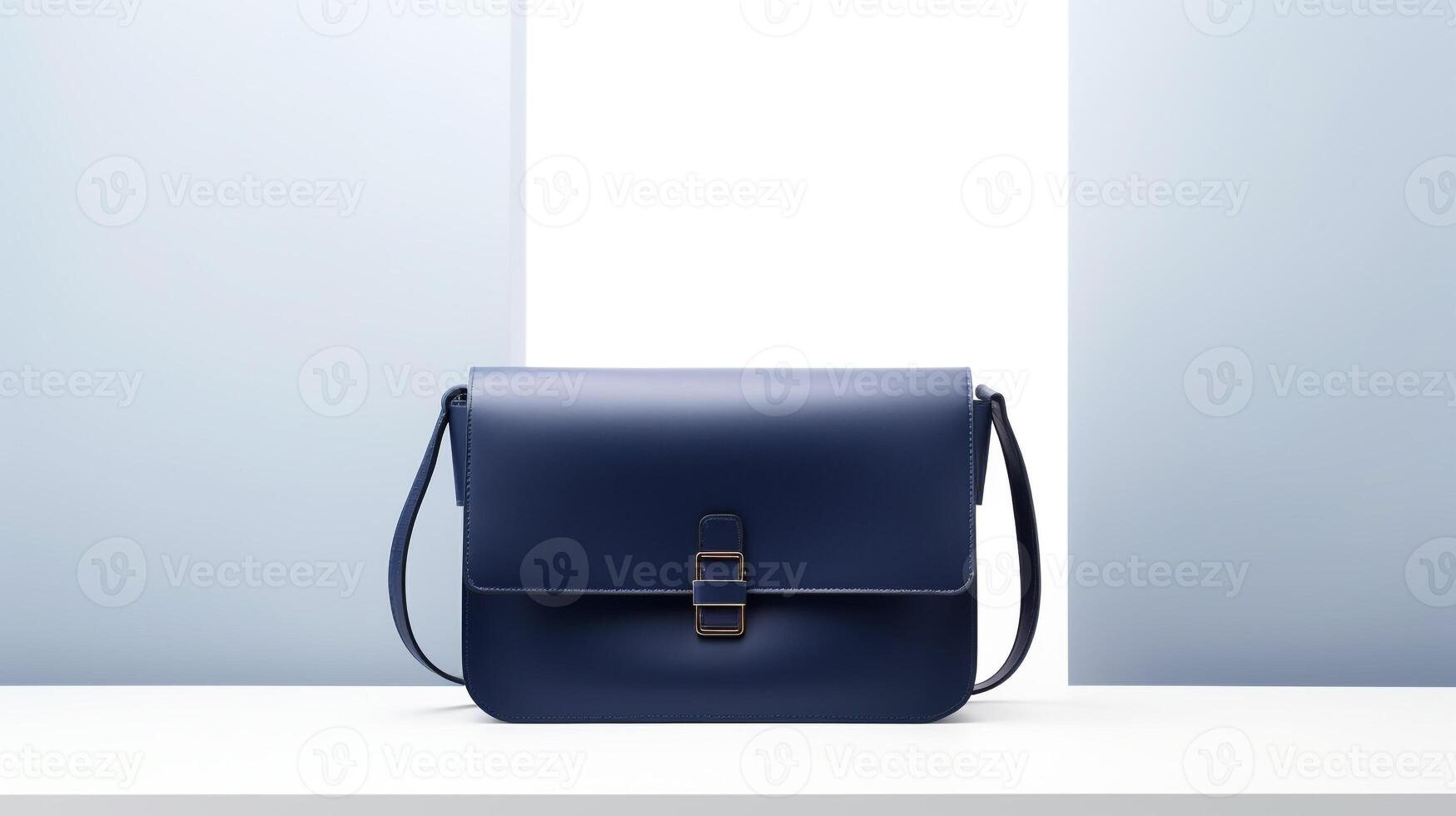 AI generated Navy Blue Crossbody Bag isolated on white background with copy space for advertisement. AI Generated photo