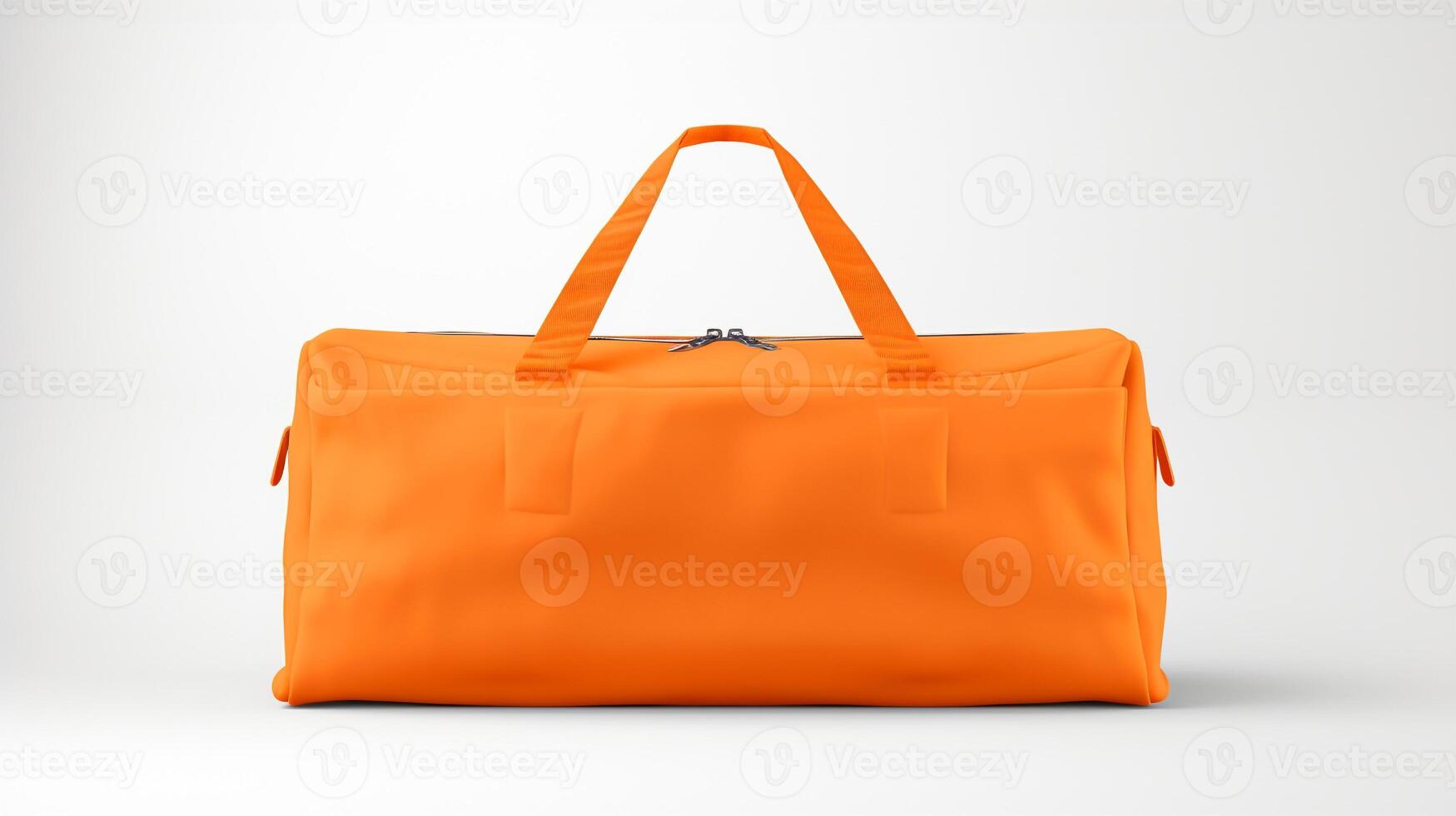 AI generated Orange Duffel Bag isolated on white background with copy space for advertisement. AI Generated photo