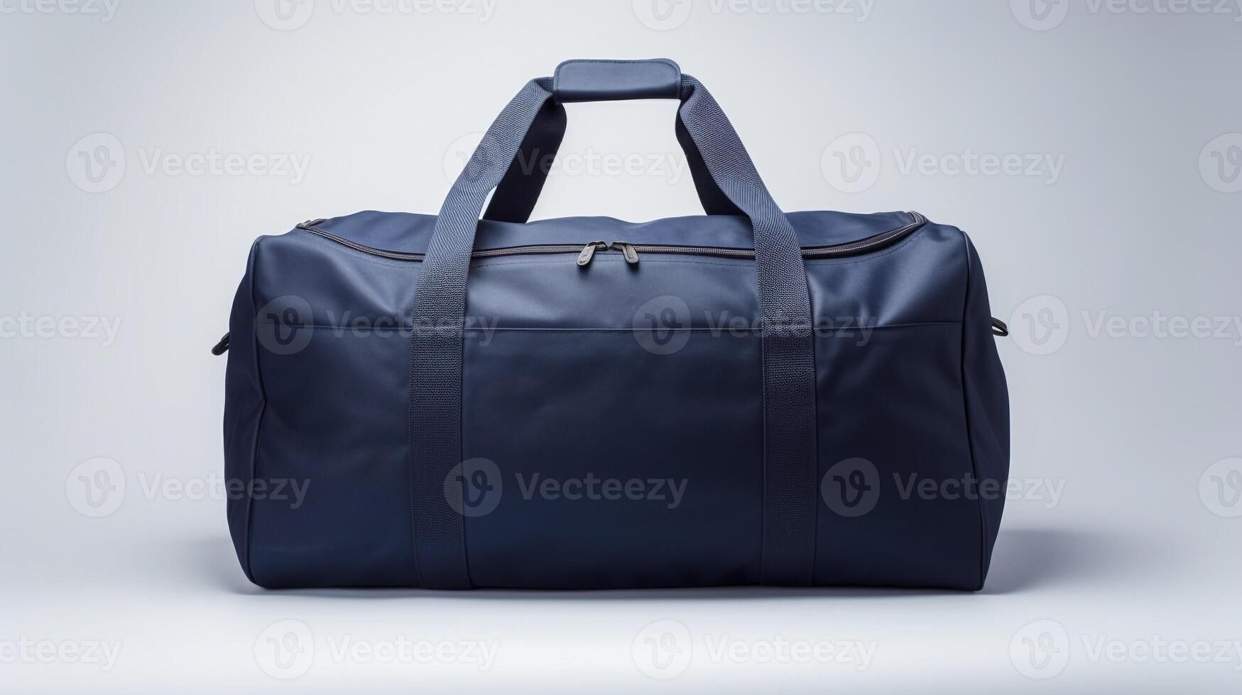 AI generated Navy Blue Duffel Bag isolated on white background with copy space for advertisement. AI Generated photo