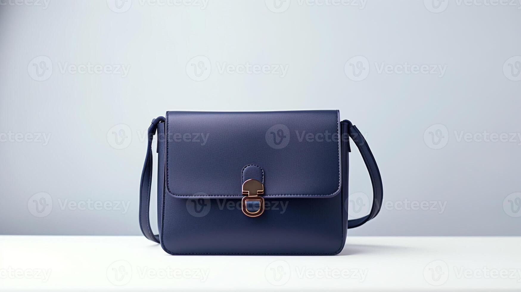 AI generated Navy Blue Crossbody Bag isolated on white background with copy space for advertisement. AI Generated photo