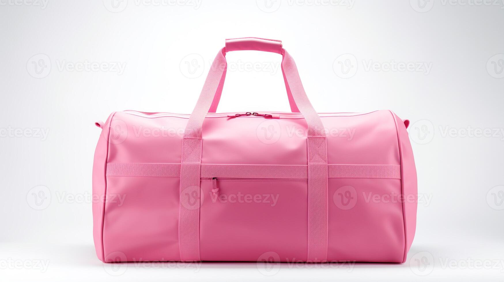 AI generated Pink Duffel Bag isolated on white background with copy space for advertisement. AI Generated photo