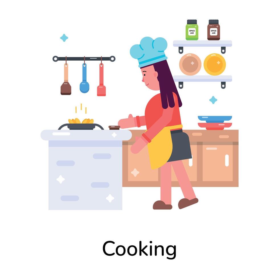 Trendy Cooking Concepts vector