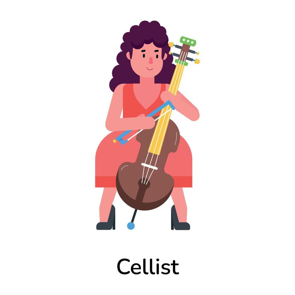 Trendy Cellist Concepts vector