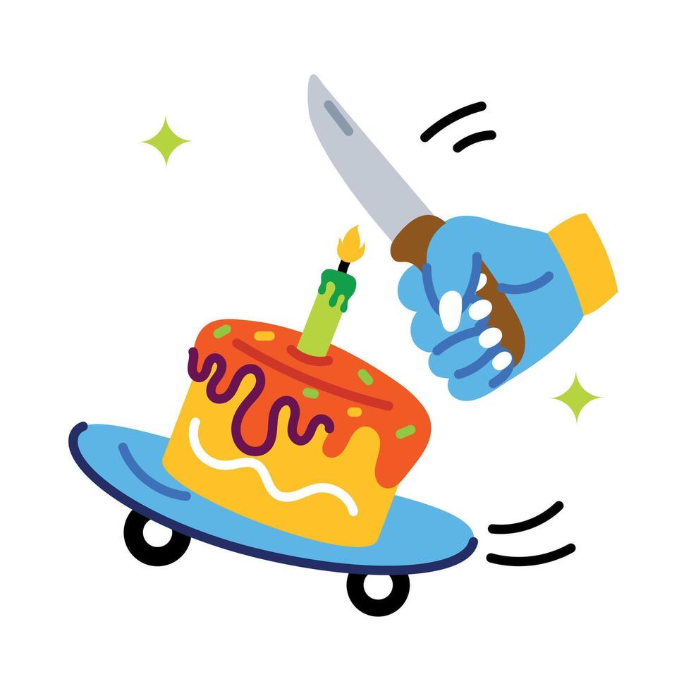 Trendy Cake Cutting vector