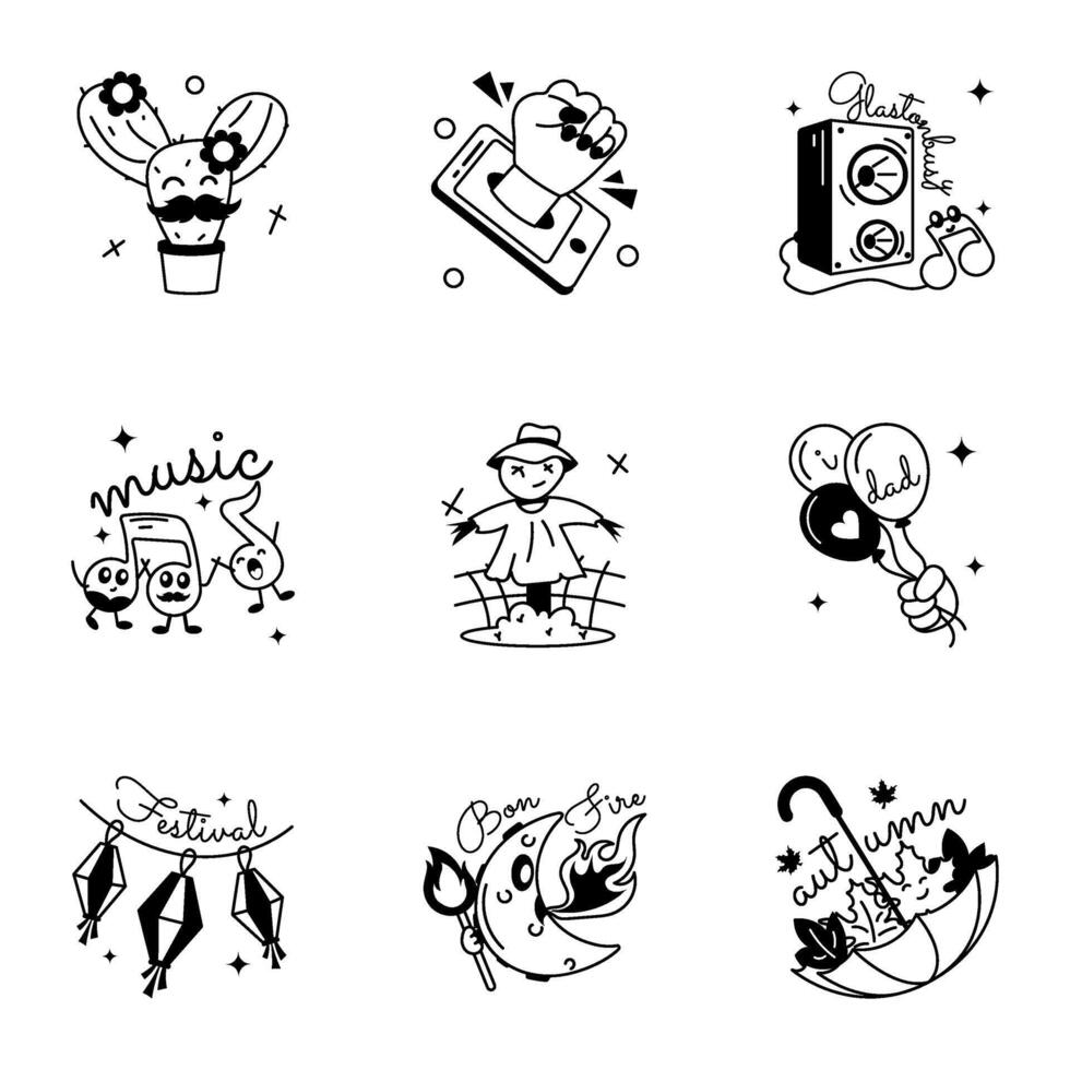 Bundle of Cultural Celebrations Glyph Stickers vector