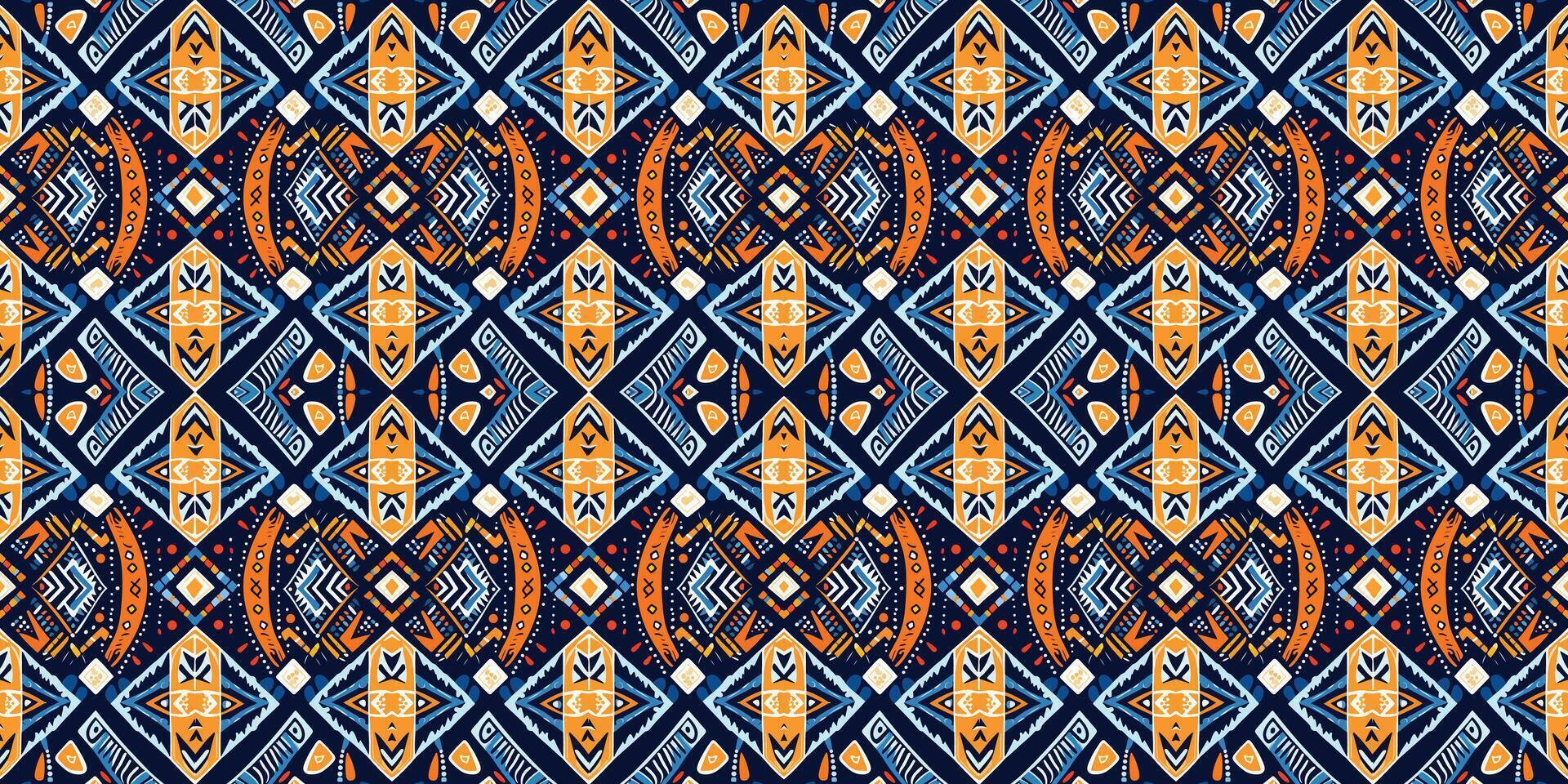 A seamless pattern, geometric tribal patterns, geometric batik, Ikat seamless, aztec style , ethnic boho seamless pattern, luxury decorative textile pattern., fabric, curtain, carpet, Batik Embroidery vector