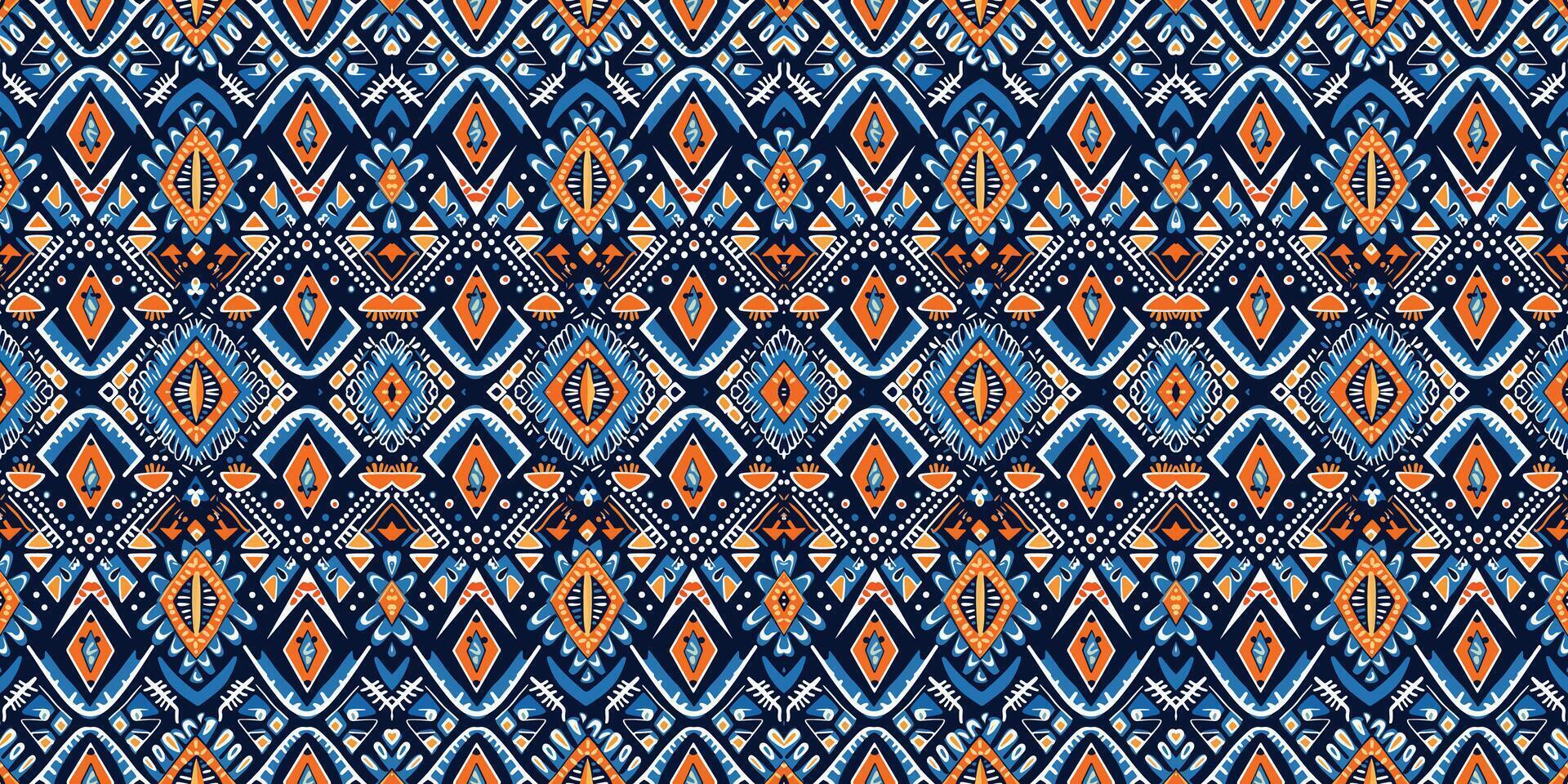 A seamless pattern, geometric tribal patterns, geometric batik, Ikat seamless, aztec style , ethnic boho seamless pattern, luxury decorative textile pattern., fabric, curtain, carpet, Batik Embroidery vector