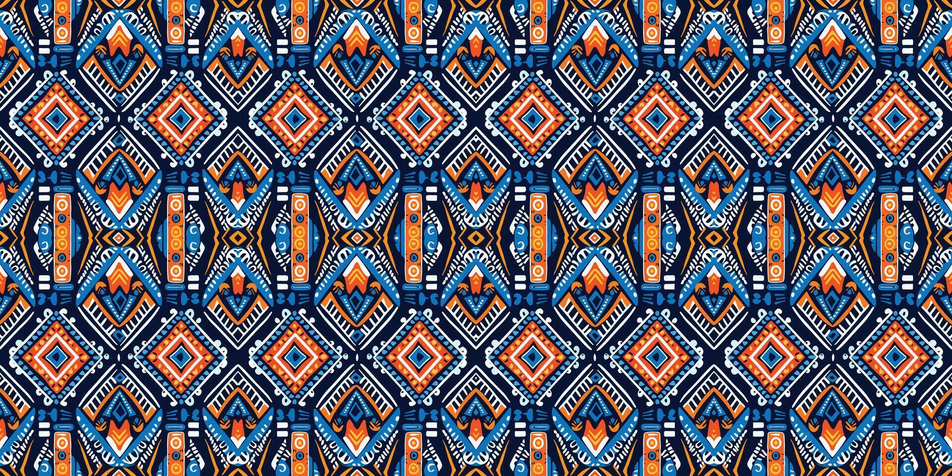 A seamless pattern, geometric tribal patterns, geometric batik, Ikat seamless, aztec style , ethnic boho seamless pattern, luxury decorative textile pattern., fabric, curtain, carpet, Batik Embroidery vector