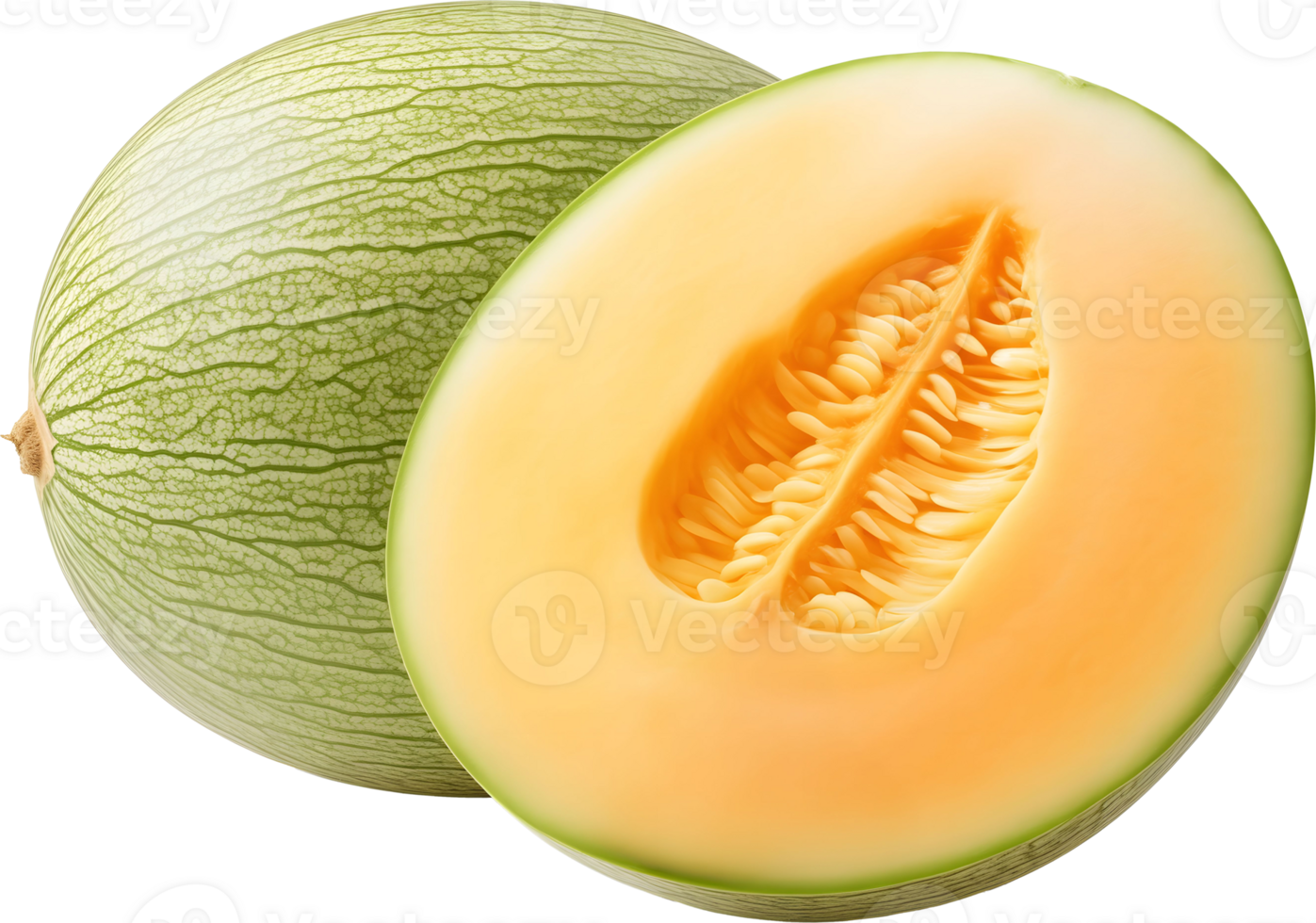 AI generated Half melon background, PNG transparent