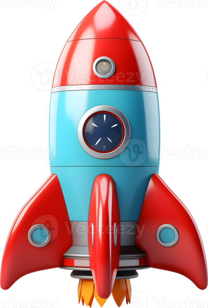 AI generated 3D red and blue rocket png