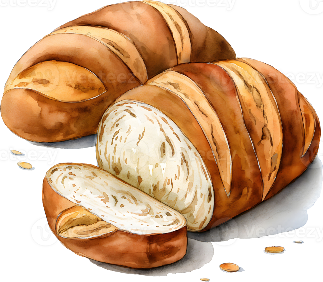 Sliced bread watercolor element, Png transparent