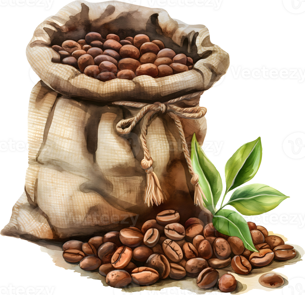 AI generated Coffee bag watercolor png