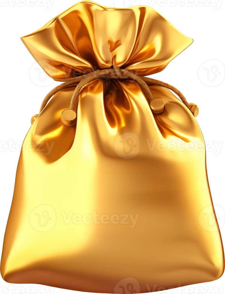 AI generated Gold money bag 3D icon, PNG transparent