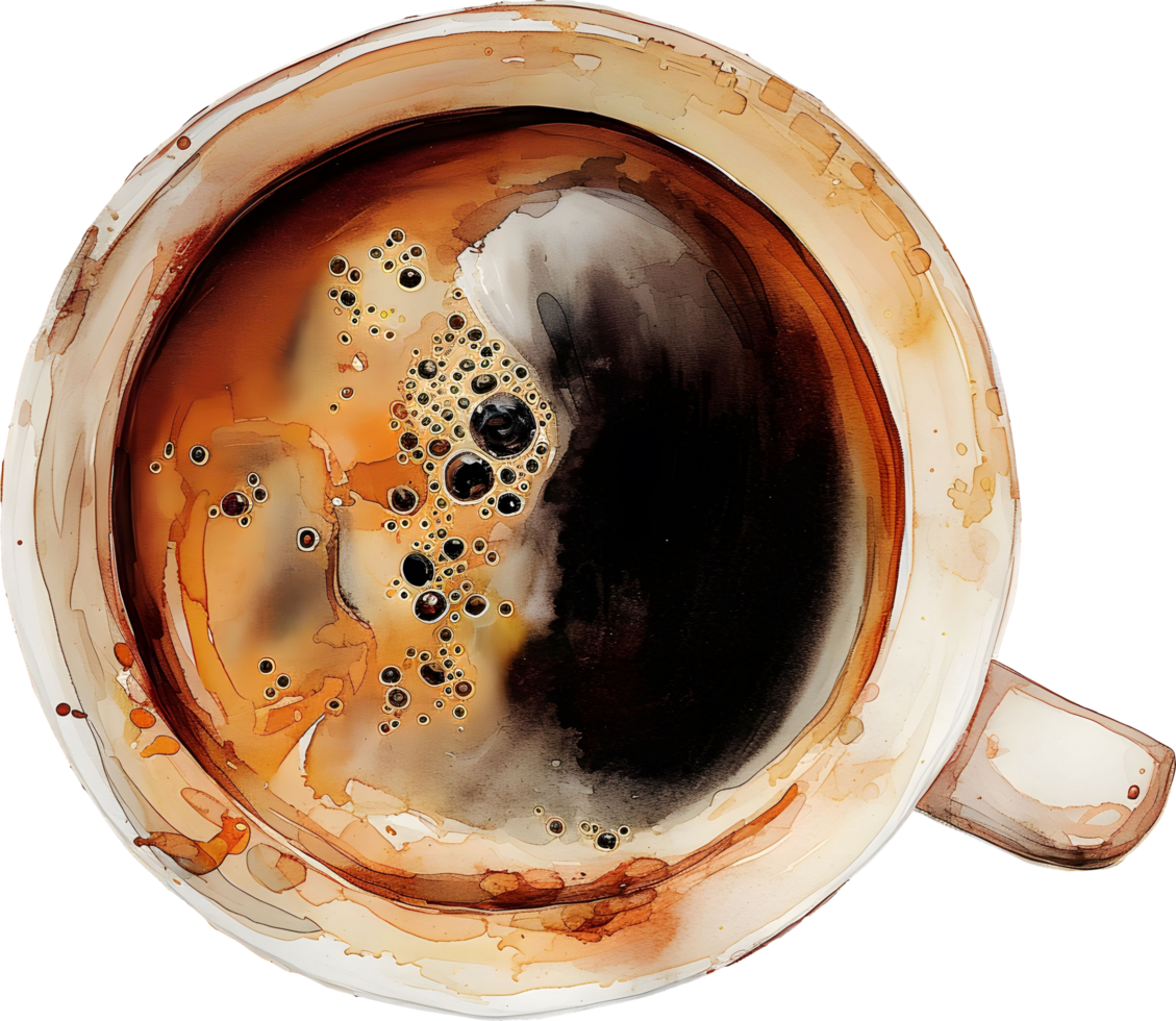 ai généré chaud café aquarelle, Haut vue png