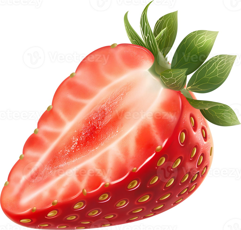 AI generated 3d half of strawberry fruit png