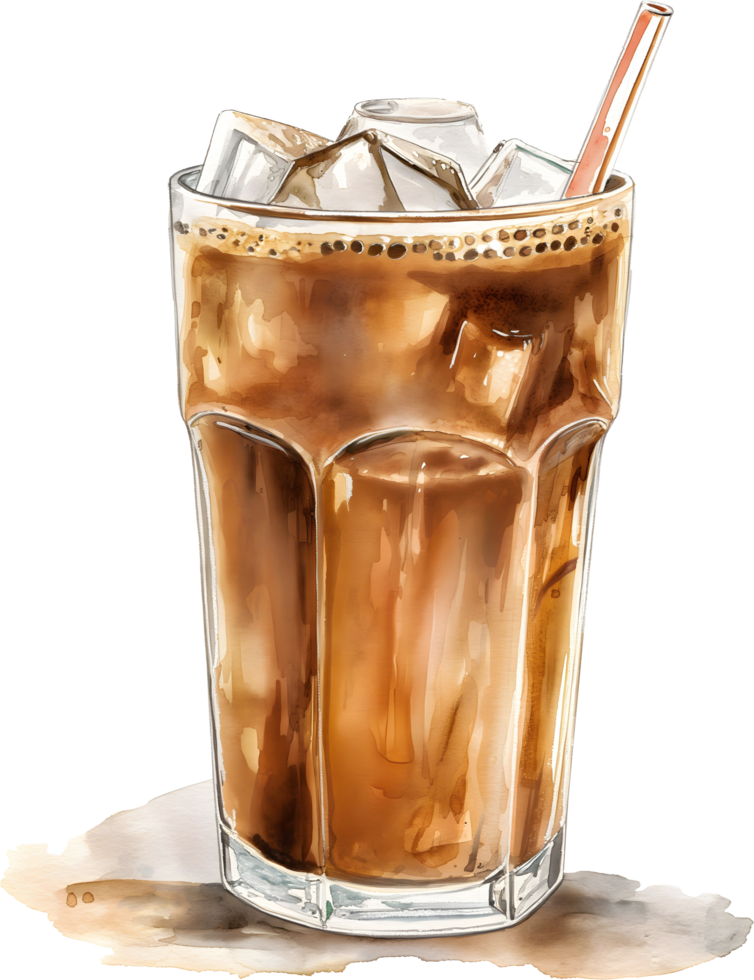AI generated Iced coffee watercolor png