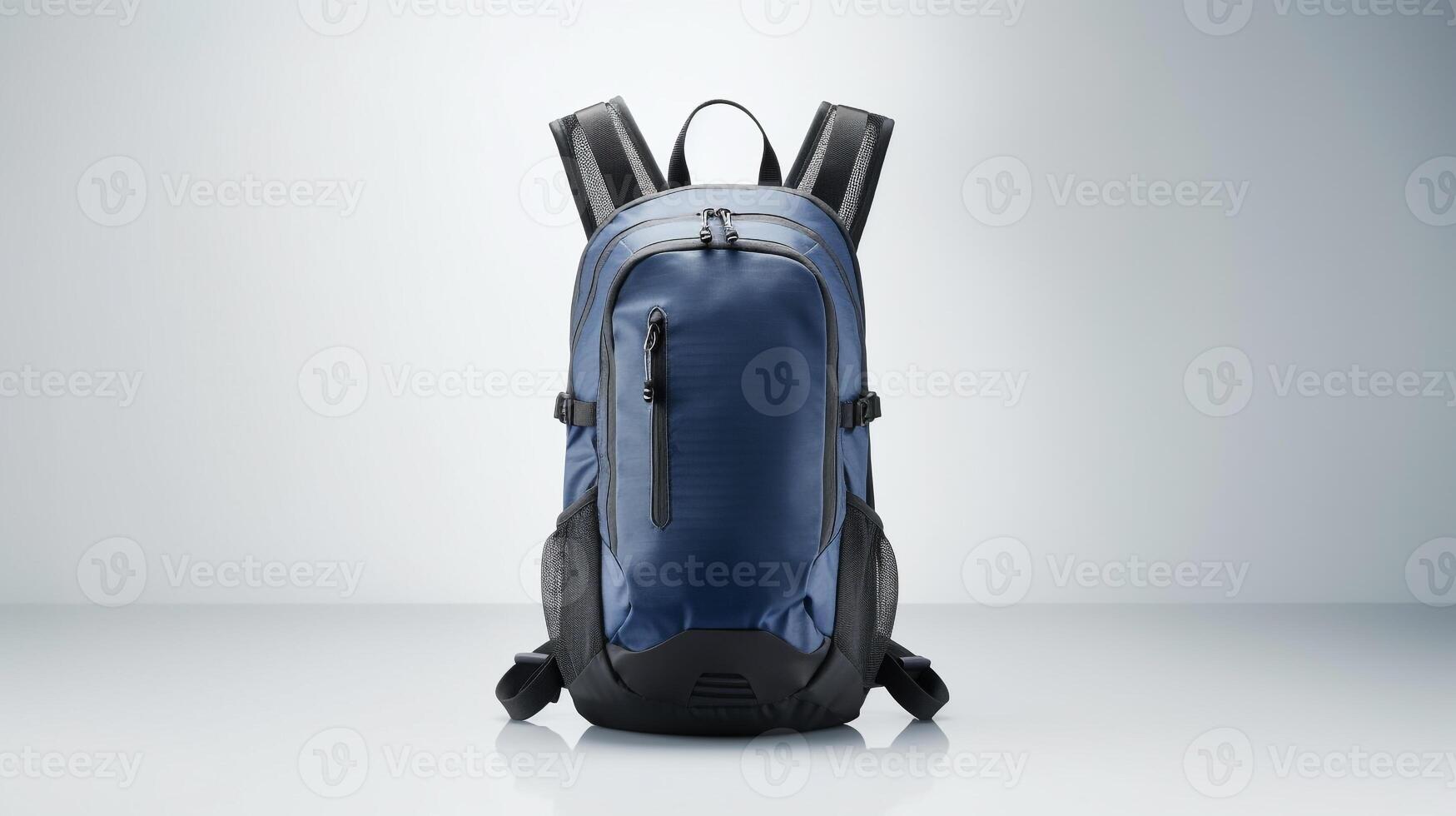 AI generated Navy Blue Hydration Backpack Bag isolated on white background with copy space for advertisement. AI Generated photo