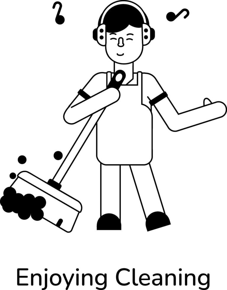 Trendy Enjoying Cleaning vector